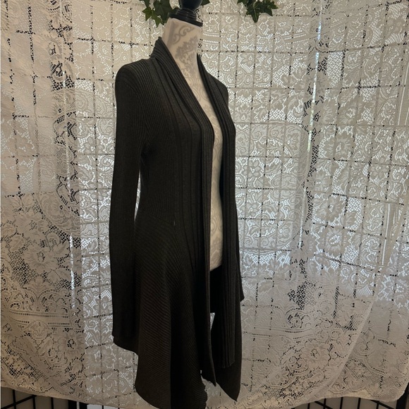 Women’s Dark Gray Open Front Cardigan Duster Sweater Open Front Size XL - Picture 2 of 12